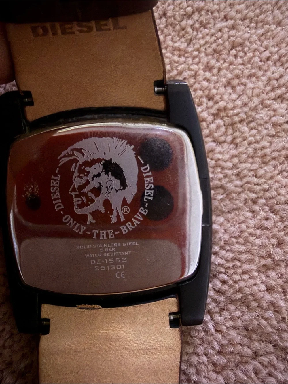 Diesel Brown Leather Strap Watch with Black Case and Gray Dial